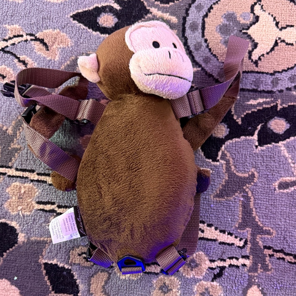 Eddie Bauer Brown Monkey Plush Backpack w/ leash